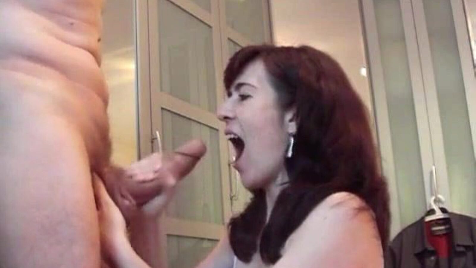 Big knob spunks on mature Jessy’s face and throat Jessy is a german milf with unshaved cum-hole and this babe likes  oral jobs with large schlongs and large geysers in her face hole and face.