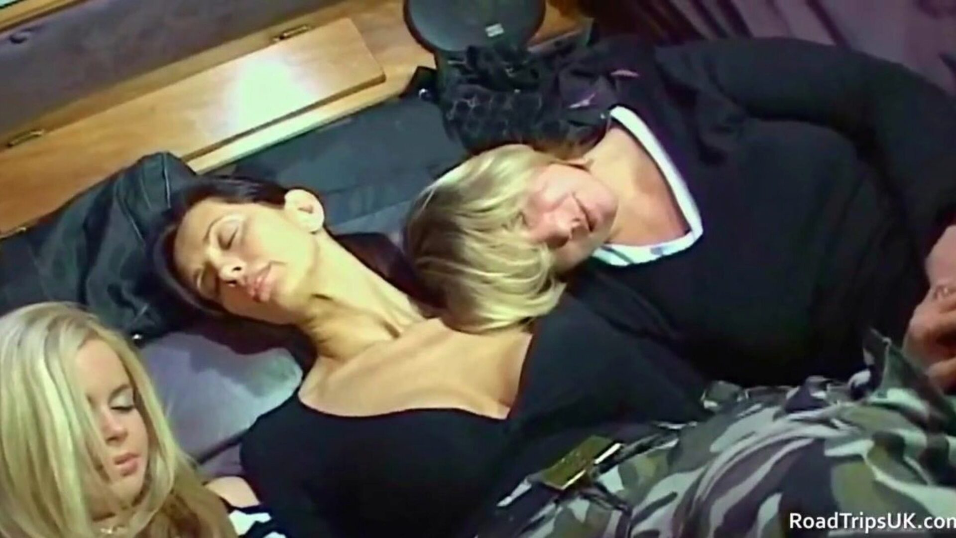 Angie, Anabel and Alicia in the van Lesbian 3some before oral jobs and a plow