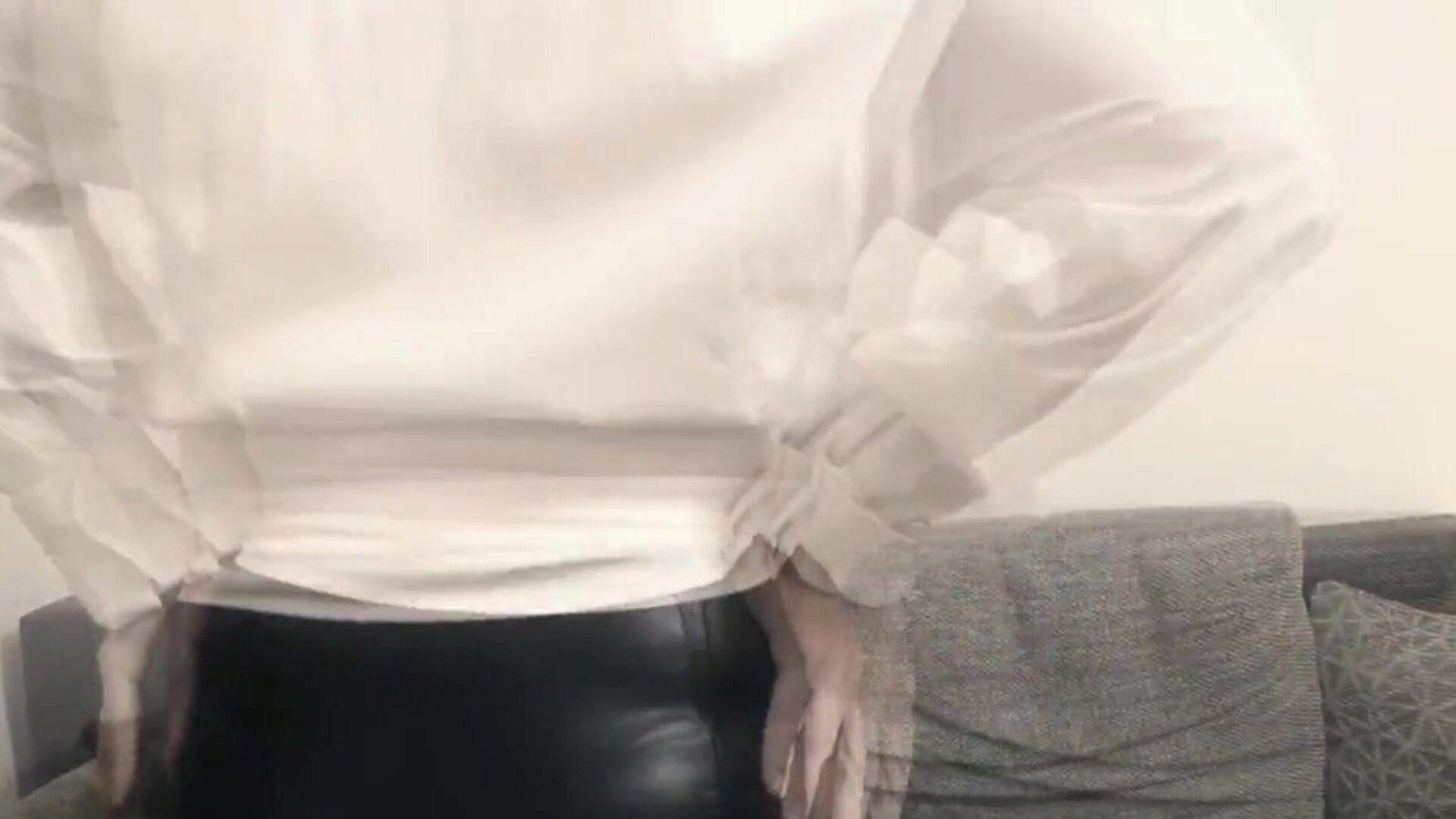 CFNM with Boots and shiny Pants-Cum on her Pantys My raiment Wife lets me suck her Nipples, gives me Handjob in her white Blouse, Boots and glossy Pants. My jism streams over her Panty.